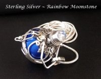 Sterling Silver Harmony Ball, Rainbow Moonstone Gemstone