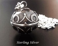 Harmony Ball Ornate Motif Design Antiqued Sterling Silver