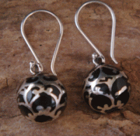 Harmony Ball Earrings | Sterling Silver Filigree on Black Ball