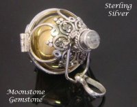 Large 28mm Sterling Silver Harmony Ball with Moonstone Gem