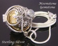 Large 28mm Sterling Silver Harmony Ball with Moonstone Gem