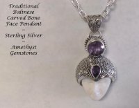 Sterling Silver Goddess Pendant with Amethyst Gemstones