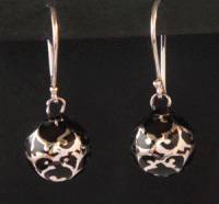 Harmony Ball Earrings | Sterling Silver Filigree on Black Ball