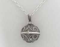 Harmony Ball Ornate Motif Design Antiqued Sterling Silver