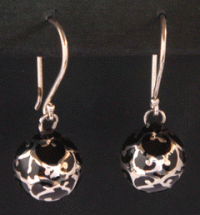 Harmony Ball Earrings | Sterling Silver Filigree on Black Ball